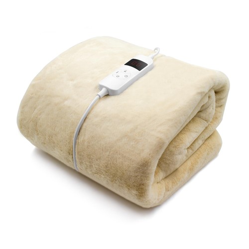 Heated throw faux fur natural - heated,